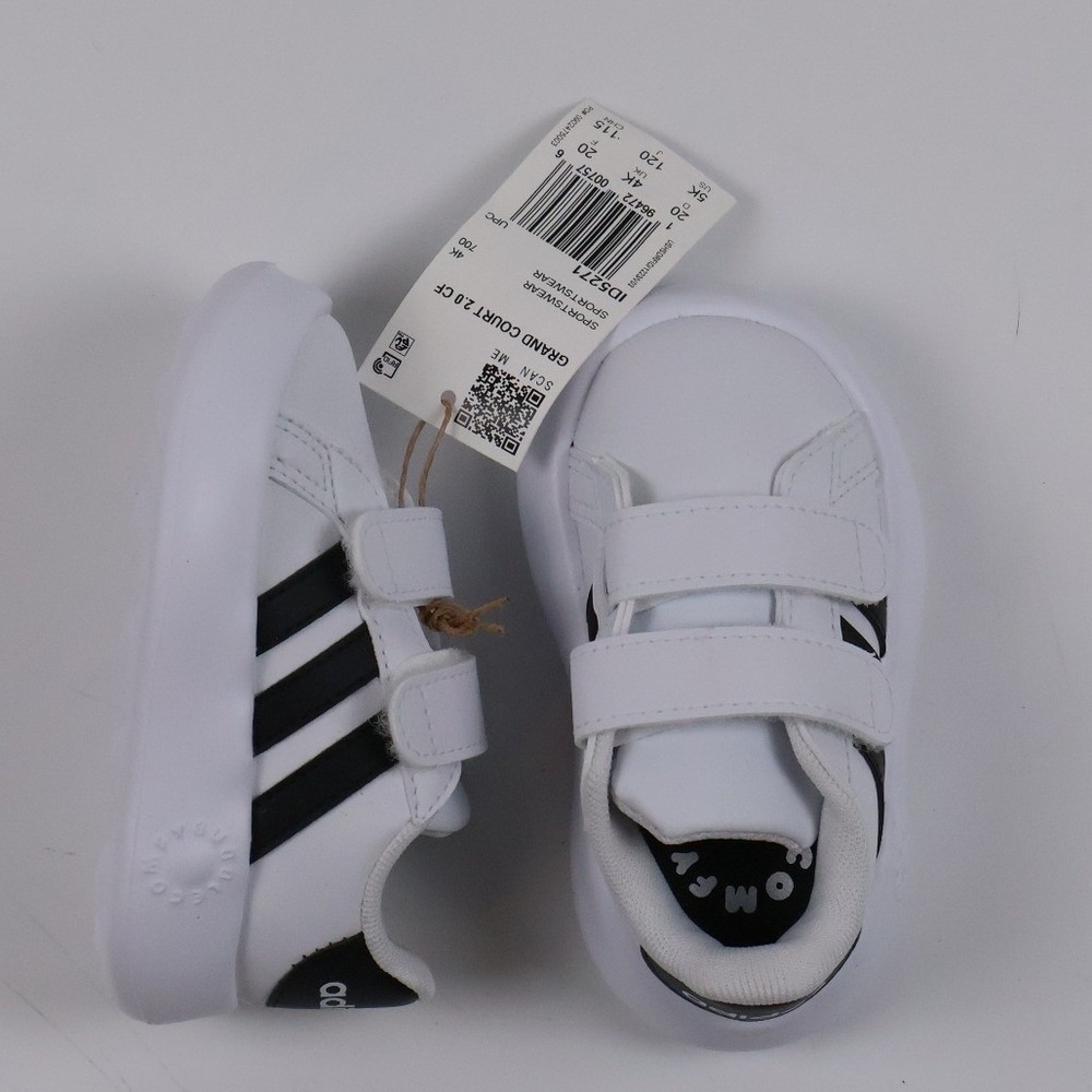 Adidas Sneakers Grand Court 2.0 CF I White Black 5K NWT - Picture 1 of 7